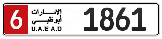 Abu Dhabi Plate number 6 1861 for sale on Numbers.ae