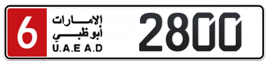 Abu Dhabi Plate number 6 2800 for sale on Numbers.ae