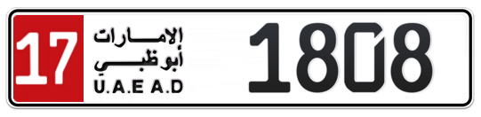 17 1808 - Plate numbers for sale in Abu Dhabi