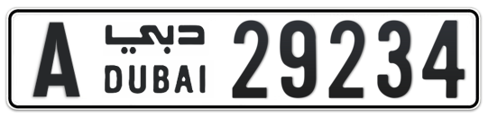 Dubai Plate number A 29234 for sale on Numbers.ae