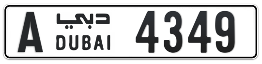 Dubai Plate number A 4349 for sale on Numbers.ae