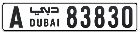 Dubai Plate number A 83830 for sale on Numbers.ae