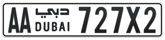 Dubai Plate number AA 727X2 for sale on Numbers.ae