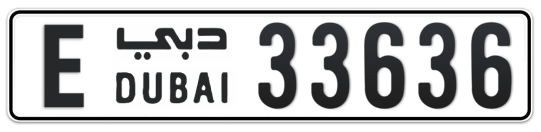 Dubai Plate number E 33636 for sale on Numbers.ae