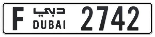 F 2742 - Plate numbers for sale in Dubai