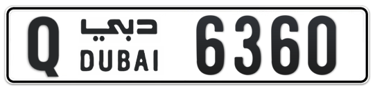 Dubai Plate number Q 6360 for sale on Numbers.ae