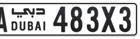 Dubai Plate number AA 483X3 for sale - Short layout, Сlose view