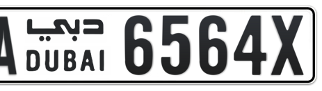 Dubai Plate number AA 6564X for sale - Short layout, Сlose view