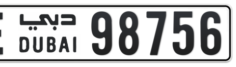 Dubai Plate number E 98756 for sale - Short layout, Сlose view