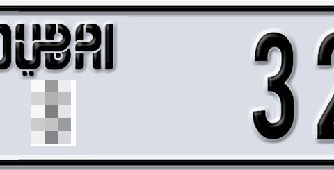 Dubai Plate number  * 32434 for sale - Short layout, Dubai logo, Сlose view