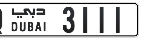 Dubai Plate number Q 3111 for sale - Short layout, Сlose view