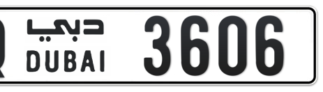 Dubai Plate number Q 3606 for sale - Short layout, Сlose view