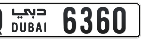 Dubai Plate number Q 6360 for sale - Short layout, Сlose view