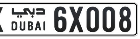 Dubai Plate number X 6X008 for sale - Short layout, Сlose view