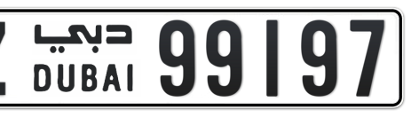 Dubai Plate number Z 99197 for sale - Short layout, Сlose view