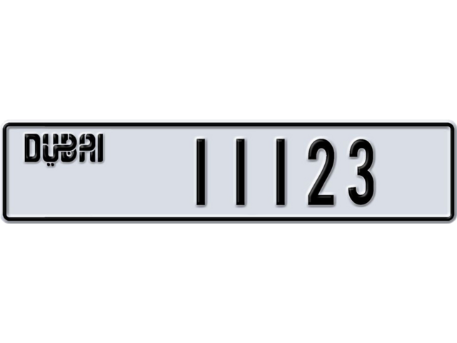 Dubai Plate number  11123 for sale - Long layout, Dubai logo, Full view