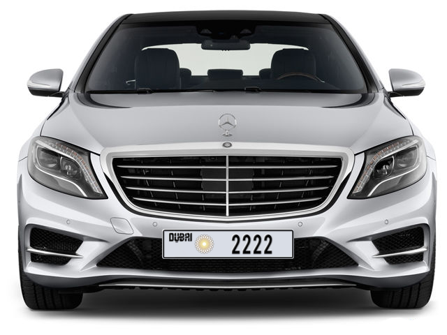 Dubai Plate number  2222 for sale - Long layout, Dubai logo, Full view