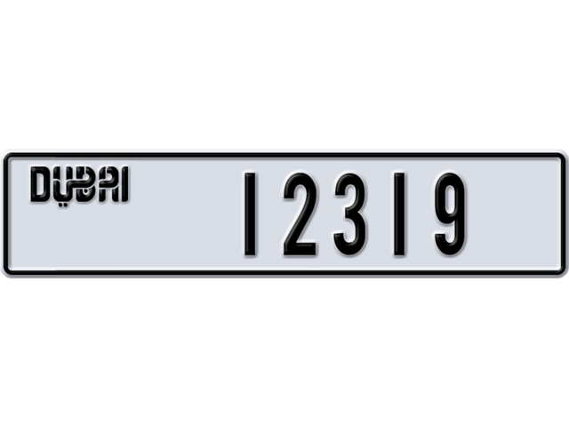 Dubai Plate number A 12319 for sale - Long layout, Dubai logo, Full view