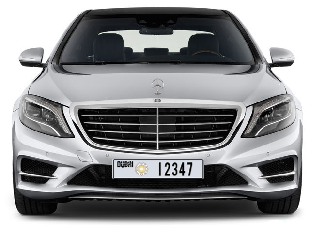 Dubai Plate number A 12347 for sale - Long layout, Dubai logo, Full view