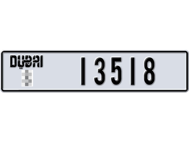 Dubai Plate number  * 13518 for sale - Long layout, Dubai logo, Full view