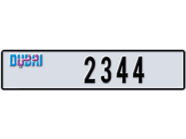 Dubai Plate number A 2344 for sale - Long layout, Dubai logo, Full view