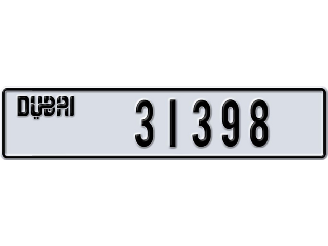 Dubai Plate number A 31398 for sale - Long layout, Dubai logo, Full view