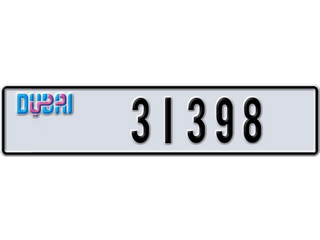 Dubai Plate number A 31398 for sale - Long layout, Dubai logo, Full view