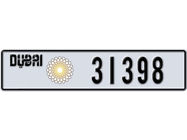 Dubai Plate number A 31398 for sale - Long layout, Dubai logo, Full view