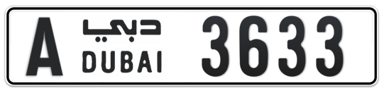 Dubai Plate number A 3633 for sale - Long layout, Full view