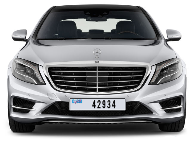 Dubai Plate number A 42934 for sale - Long layout, Dubai logo, Full view