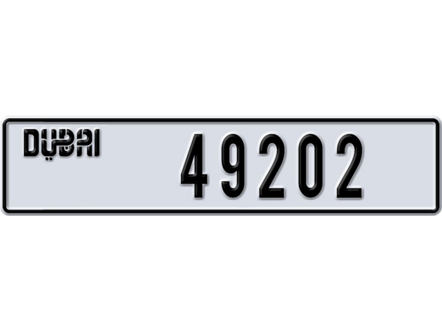 Dubai Plate number A 49202 for sale - Long layout, Dubai logo, Full view