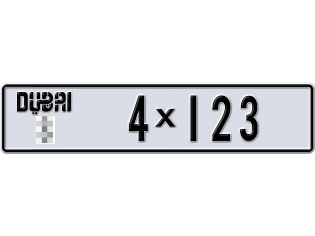 Dubai Plate number  * 4X123 for sale - Long layout, Dubai logo, Full view