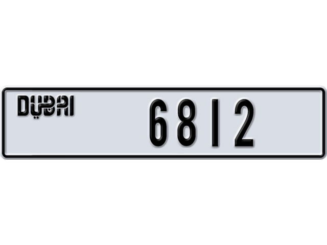 Dubai Plate number A 6812 for sale - Long layout, Dubai logo, Full view