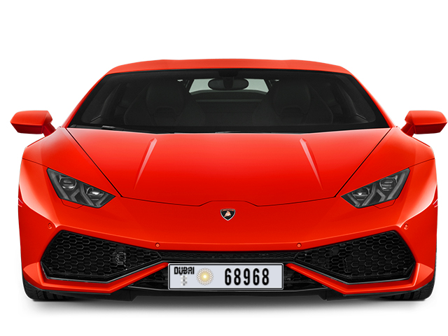 Dubai Plate number  * 68968 for sale - Long layout, Dubai logo, Full view