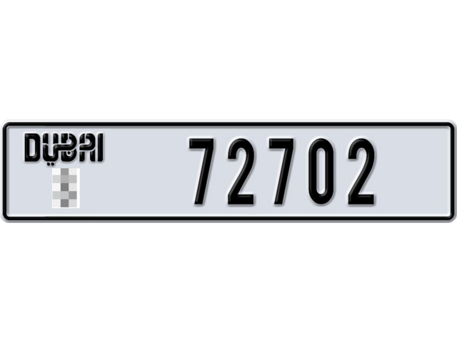 Dubai Plate number  * 72702 for sale - Long layout, Dubai logo, Full view