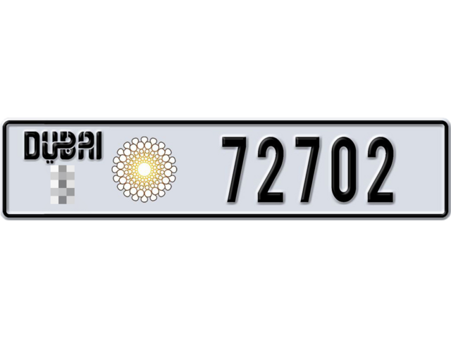 Dubai Plate number  * 72702 for sale - Long layout, Dubai logo, Full view