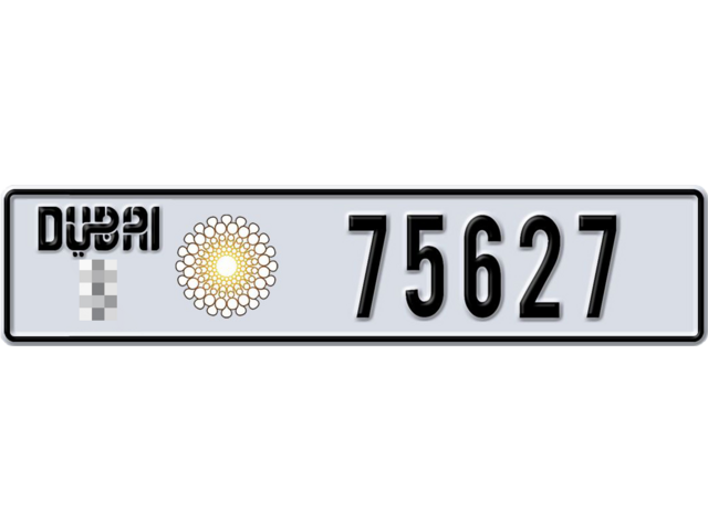 Dubai Plate number  * 75627 for sale - Long layout, Dubai logo, Full view