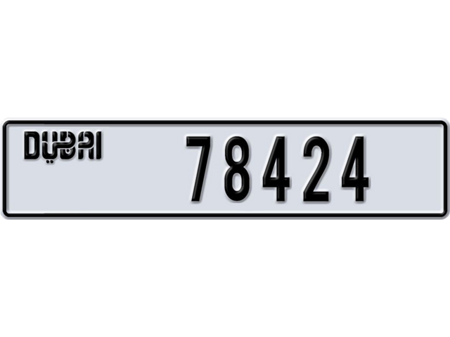 Dubai Plate number A 78424 for sale - Long layout, Dubai logo, Full view