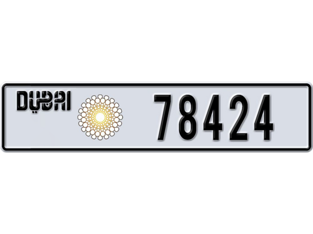 Dubai Plate number A 78424 for sale - Long layout, Dubai logo, Full view