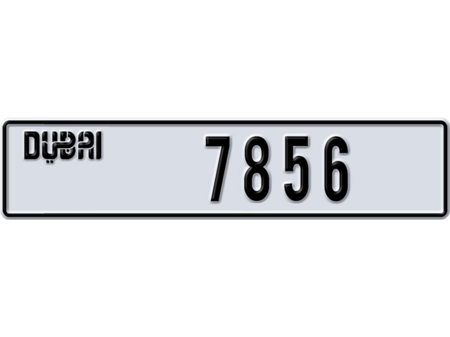 Dubai Plate number A 7856 for sale - Long layout, Dubai logo, Full view