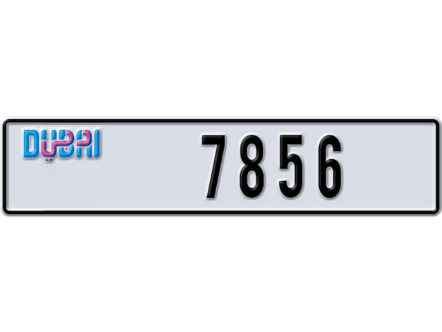 Dubai Plate number A 7856 for sale - Long layout, Dubai logo, Full view