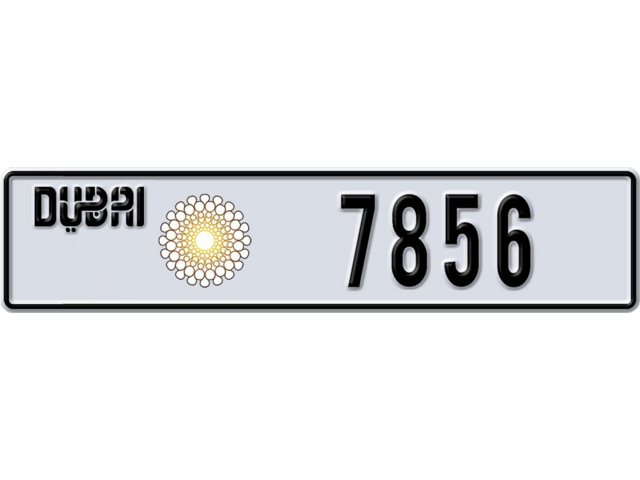 Dubai Plate number A 7856 for sale - Long layout, Dubai logo, Full view