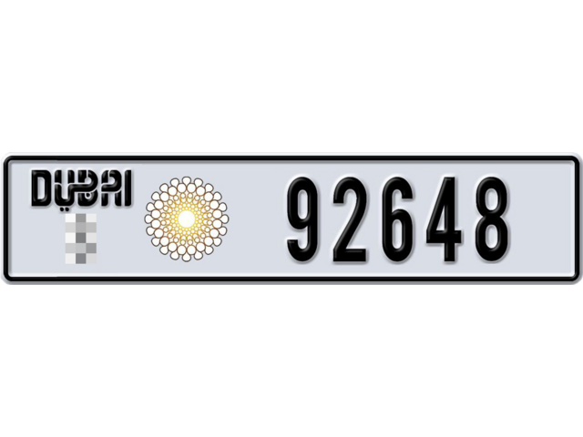 Dubai Plate number  * 92648 for sale - Long layout, Dubai logo, Full view