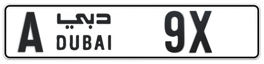 Dubai Plate number A 9X for sale - Long layout, Full view