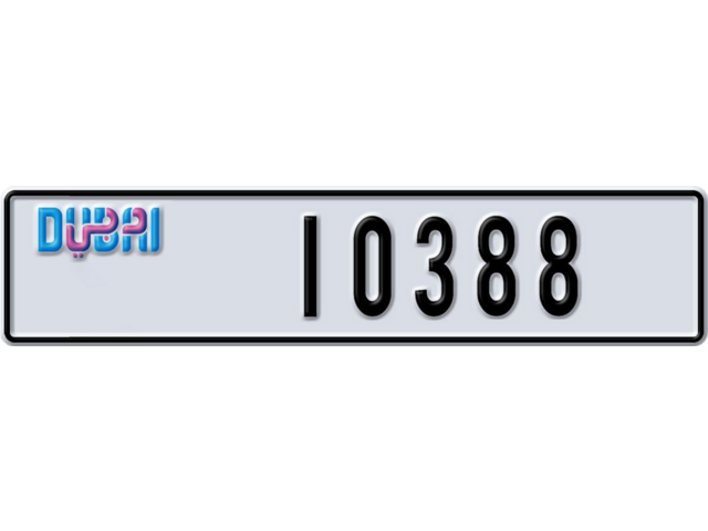 Dubai Plate number AA 10388 for sale - Long layout, Dubai logo, Full view