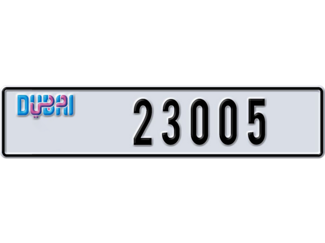 Dubai Plate number AA 23005 for sale - Long layout, Dubai logo, Full view