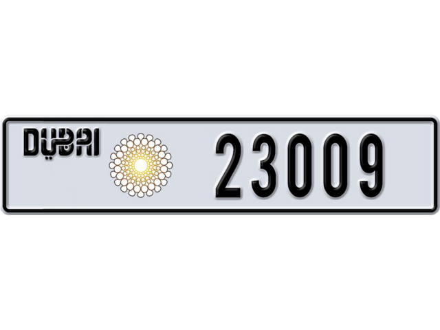 Dubai Plate number AA 23009 for sale - Long layout, Dubai logo, Full view