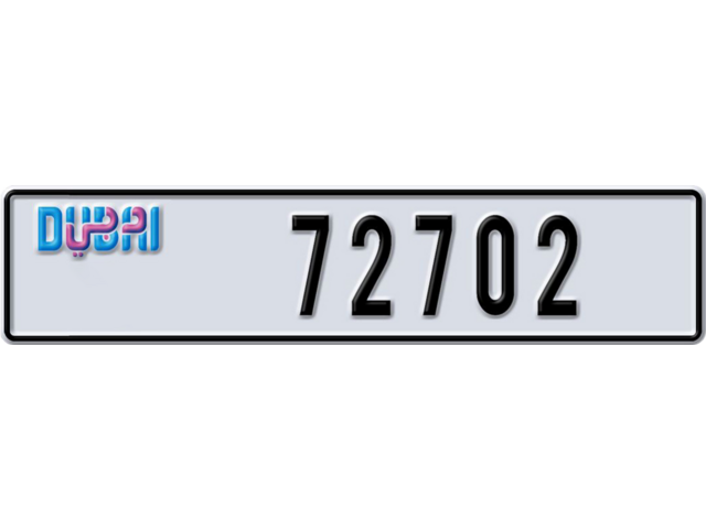 Dubai Plate number AA 72702 for sale - Long layout, Dubai logo, Full view