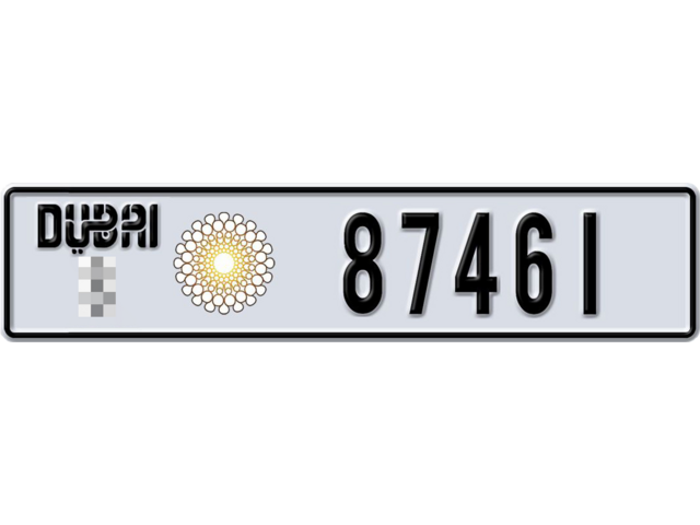 Dubai Plate number  * 87461 for sale - Long layout, Dubai logo, Full view