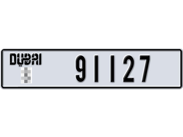 Dubai Plate number  * 91127 for sale - Long layout, Dubai logo, Full view